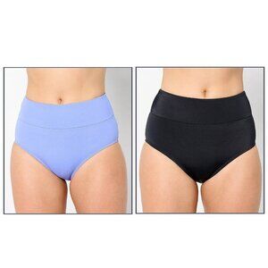 zuda 2-Pack High Waisted Swim Brief Periwinkle/Blk,Reg 14